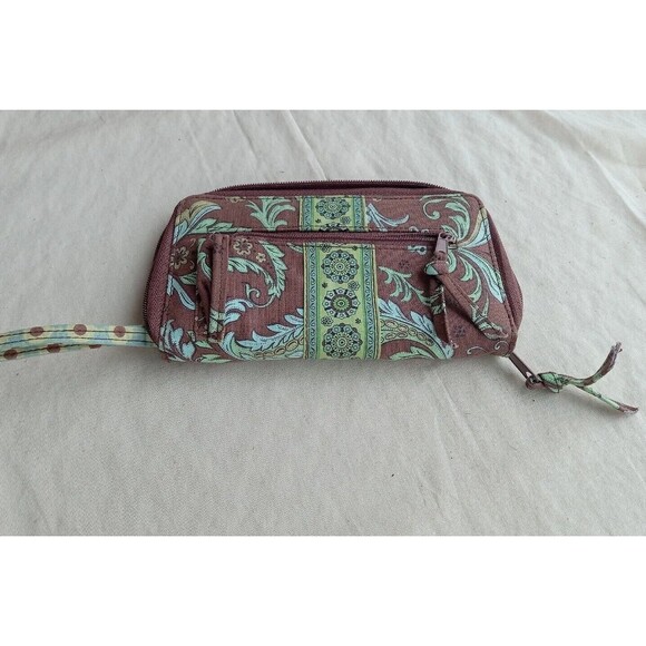 Maggie B Wallet Soft Women’s Cotton Ganz With Green Design Zippered Closure 5x8 - Picture 1 of 11
